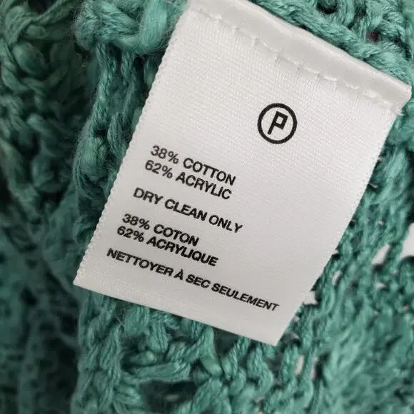 Anthropologie Open Crochet Knit Sweater S Mint Green Western Country Cowgirl NWT - Picture 8 of 8